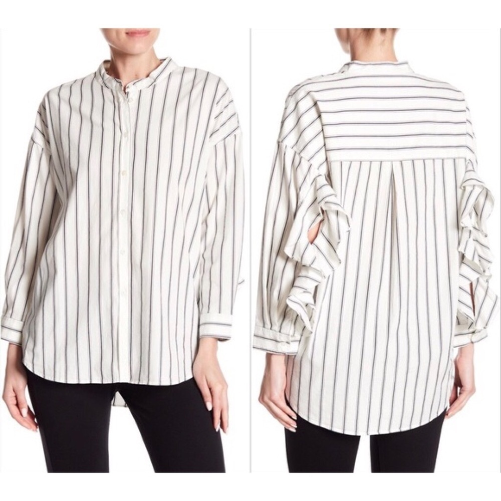 Joie Poin Ruffle Sleeve Button Down Medium